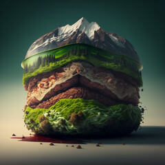 a logo for a smashed burger establishment in a mountain 