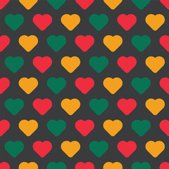 Fototapeta na wymiar Colorful Hearts on Black background vector repeat pattern