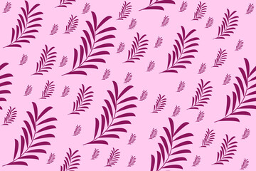 Fototapeta na wymiar Seamless floral pattern. Endless background with viva magenta leaves. Monochrome wallpaper and bed linen print. Nature backdrop in japanese style.