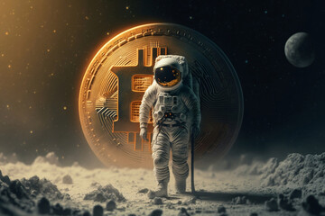 Obraz premium The Moon Awaits: Bitcoin's Journey with Generative AI