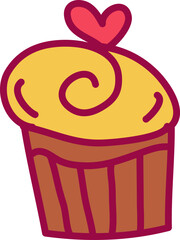 -Drawn Valentine's Day Cake Illustration
