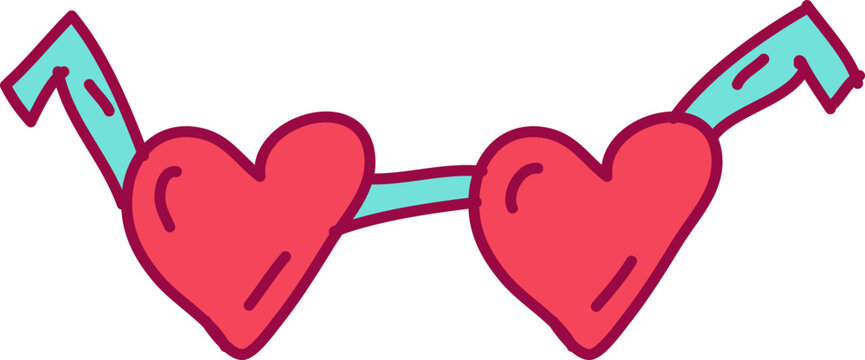 Hand-Drawn Valentine's Day Heart Glasses Illustration