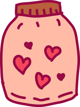 Hand-Drawn Valentine's Day Heart in Jar Illustration