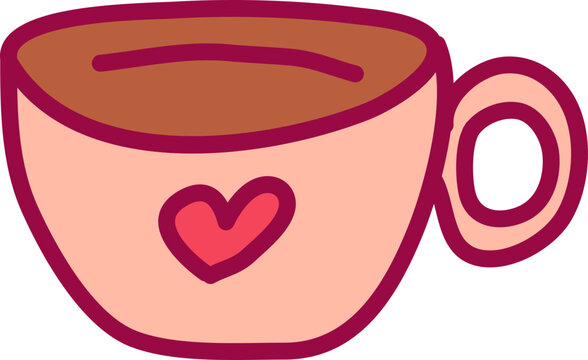 Hand-Drawn Valentine's Day Coffee Cup Illustration