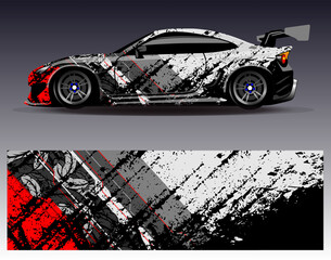 Car wrap design vector. Graphic abstract stripe racing background kit designs for wrap vehicle  race car  rally  adventure and livery