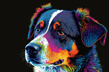 Pop Art Animal Dog Illustration. Generative AI