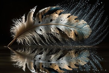 beauticul feather in the water