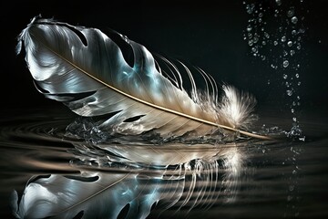 beauticul feather in the water