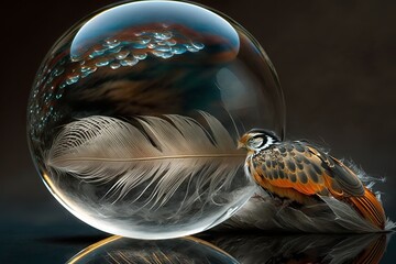beauticul feather in the bubble