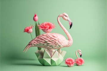 pink flamingo generative ai  bird