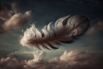 beauticul feather in  the cloud