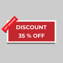 Coupon Discount vector illustration on grey background Red discount coupon