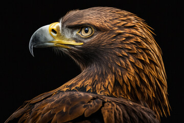 Fototapeta premium A raptor found in the Northern Hemisphere is the golden eagle. This strong eagle is the national bird of Mexico and the largest raptor in North America. It has dark brown feathers that are golden