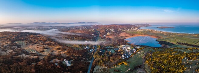 Aerial view of Clooney Lake in Narin and Portnoo, County Donegal - Ireland