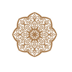 Unique Circular logo illustration. Mandala flat icon for your business. Ayurveda, spa, yoga company identity. Advertising or web startup zen symbol design. Moroccan tile style. Vector isolated sign.