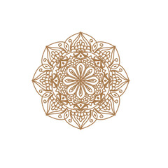 Unique Circular logo illustration. Mandala flat icon for your business. Ayurveda, spa, yoga company identity. Advertising or web startup zen symbol design. Moroccan tile style. Vector isolated sign.