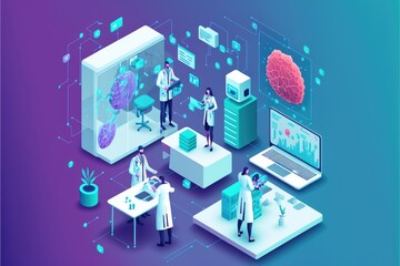 concept of medical doctors working with technology services to solve viruses and health problems generative ai illustration people 