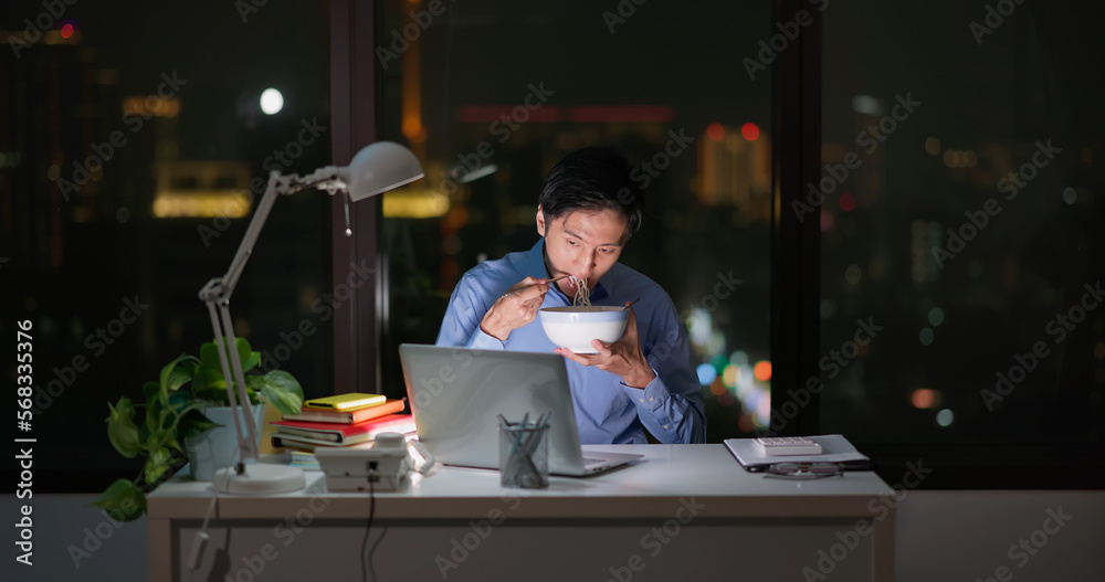 Canvas Prints business man late meal