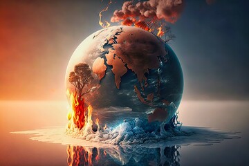 Global warming, climate catastrophe, climate summit. Generative AI - obrazy, fototapety, plakaty