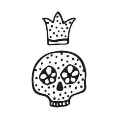 Black and white butterfly doodle. Insect isolated on white background. Vector