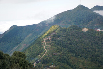 Beautiful view from the top of the mountain, cloud hunting in Ta Xua, Son La, Vietnam