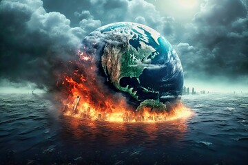 Global warming, climate catastrophe, climate summit. Generative AI