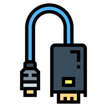 blue hdmi cable icon clip art preview
