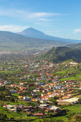 Vacation on Tenerife: View at San Cristobal de La Laguna and Teide volcano from Anaga National Park