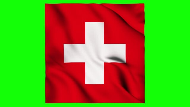 Flag of Swiss waving isolated by the alpha channel(transparent background).Highly detailed fabric texture. Seamless loop in full 4K resolution.Swiss flag.
