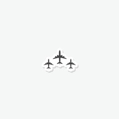 Airplanes icon sticker isolated on gray background