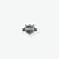 Protection shield logo sticker isolated on gray background