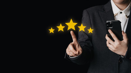 Businessman hand rating satisfaction after service
