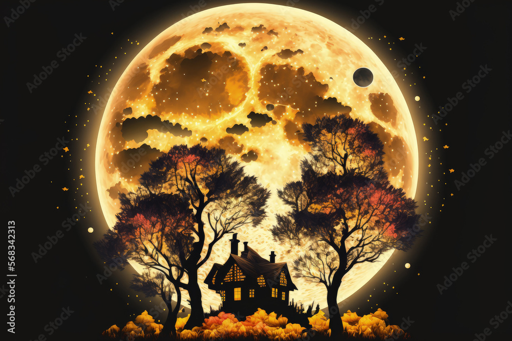 Canvas Prints a supermoon is closest on november 14, 2016. a super detailed full moon in the night sky during the 