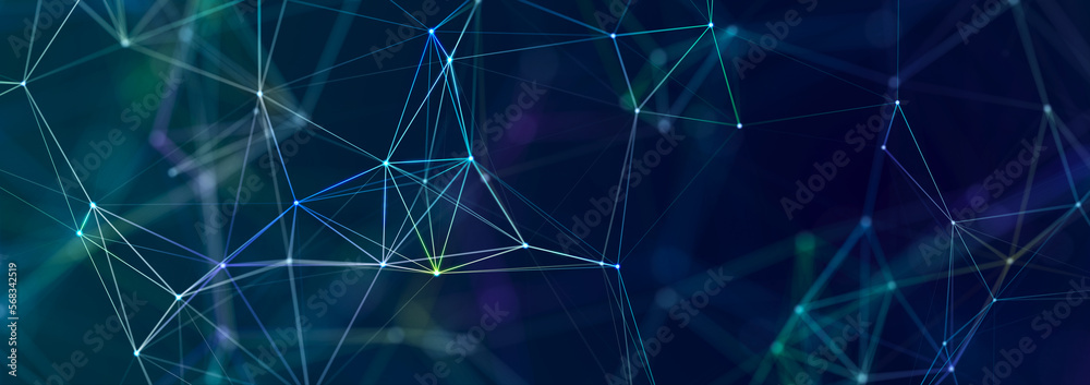 Poster polygonal background with dots and lines. network connection structure. science and technology. 3d