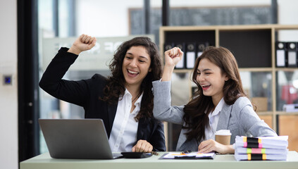 Businesswoman meetings team, Two business presentations to new projects, Consultations of business people working in meeting room, Brainstorming together to get ideas concept.