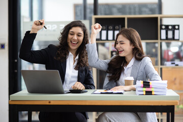 Businesswoman meetings team, Two business presentations to new projects, Consultations of business people working in meeting room, Brainstorming together to get ideas concept.