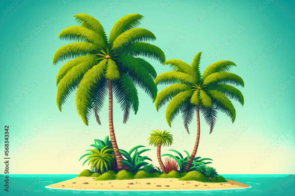 Poster coconut palm trees at a distance. generative ai