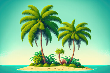Fototapeta na wymiar coconut palm trees at a distance. Generative AI