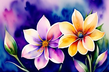 frangipani flower watercolor painting generative AI