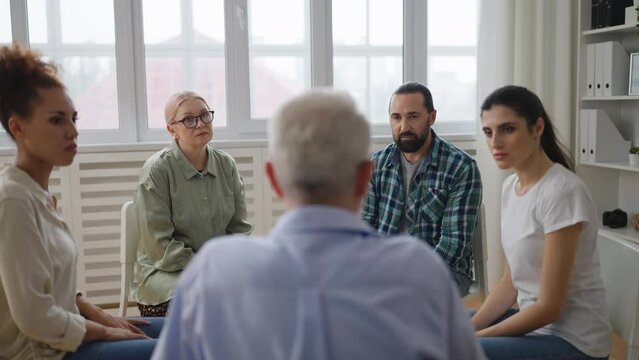 Diverse group of people coping with mental problems, traumatic memories together