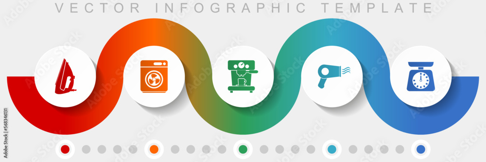 Poster household appliances infographic vector template with icon set, miscellaneous icons such as iron, dr