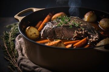 Beef pot roast with carrots, potatoes - Powered by Adobe