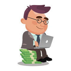 Freelancer working remotely from his laptop