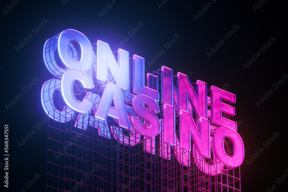 Wall mural online casino neon signboard, gambling and entertainment