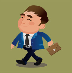 Business man with briefcase. Character vector design