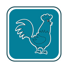 Blue hen in a rectangular panel on a white background