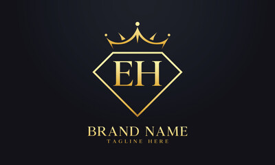 Diamond crown vector. Luxury queen logo for jewelry vector with letters	