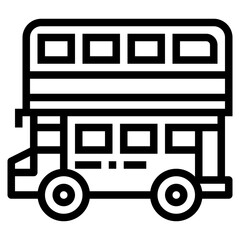 double decker bus line icon style