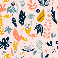 seamless floral pink background, vector