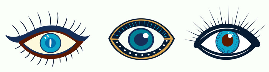 mystical eye, evil eye, divination, clairvoyance in flat style, vector